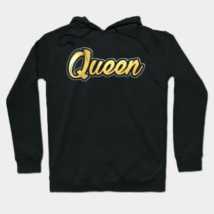 Shiny black and Gold QUEEN word ver3 Hoodie